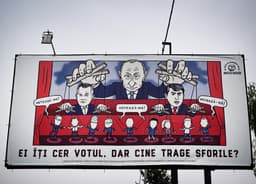 Predvolebný bilbord v Moldavsku. Foto Daniel MIHAILESCU / AFP / AFP / Profimedia